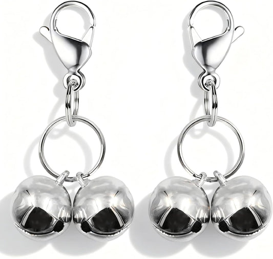 4 Sets Cat Bell for Dog Collar Charm Trainingpet Pendant Accessories with 2 Pack Stainless Steel Dog Tag Clips(2 Medium Silver)