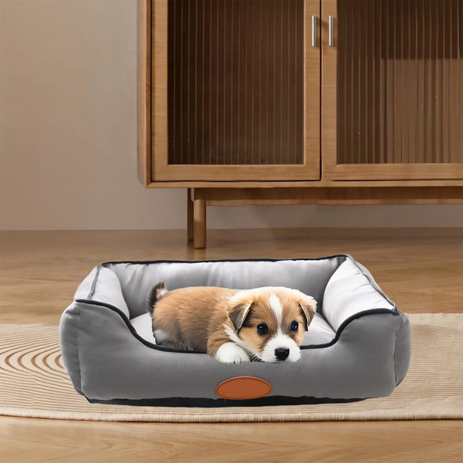 Dog Bed for Large Medium Small Dogs, Rectangle Washable Sleeping Puppy Bed, Soft Calming Cat Beds for Indoor Cats, Orthopedic Pet Sofa Bed, Anti-Slip Bottom