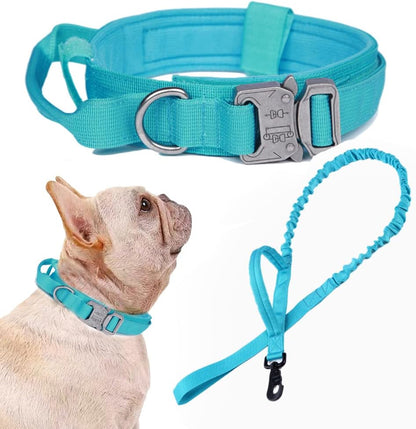 Tactical Dog Collar Adjustable Military Nylon Dog Collar with Control Handle and Heavy Duty Metal Buckle for Medium and Large Dogs (Brown,M)