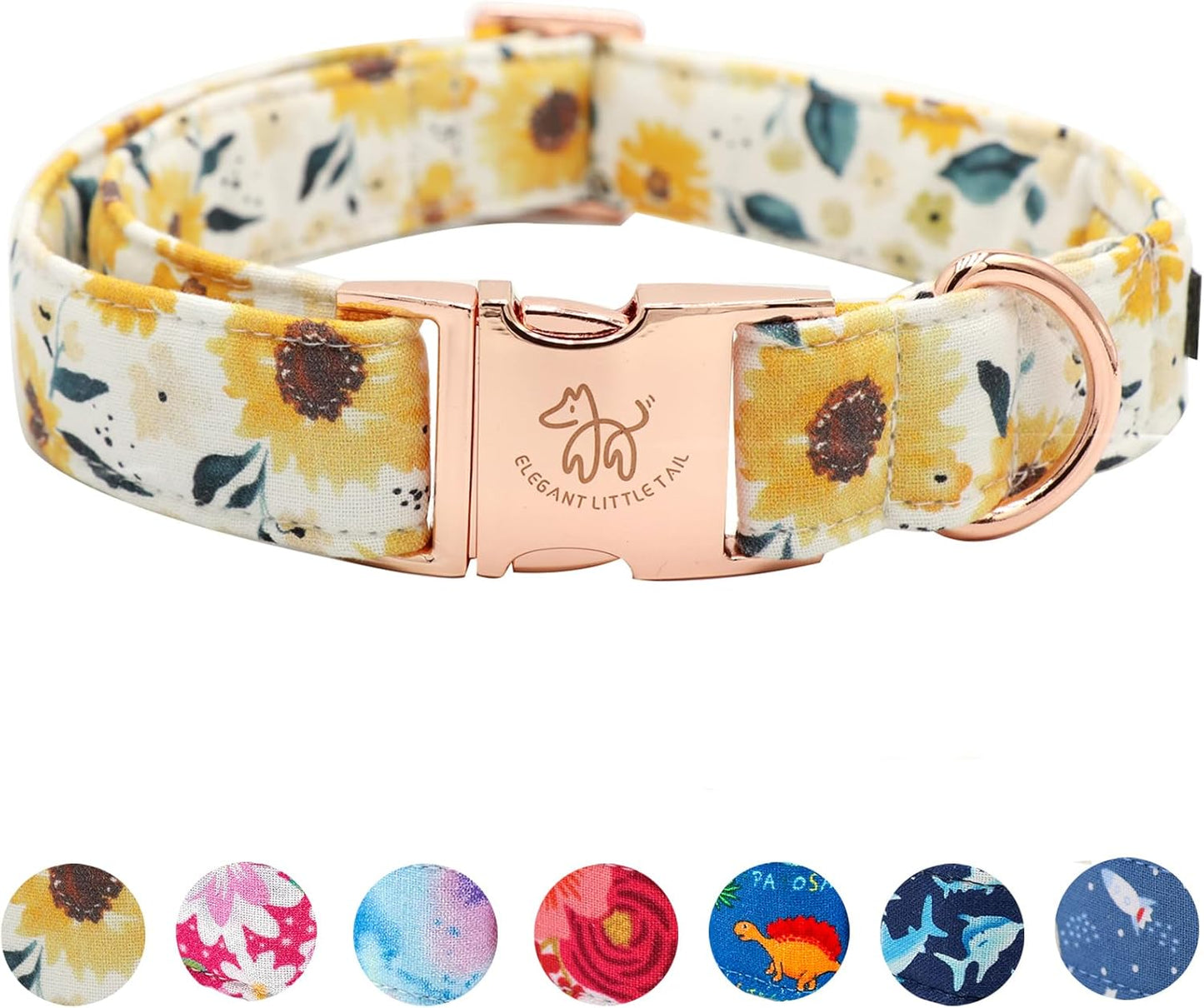 Dog Collar, Sunflower Pattern Pet Collar Durable Cute Dog Collars Summer Fall Female Pet Gift Adjustable Dog Collar for Medium Dogs