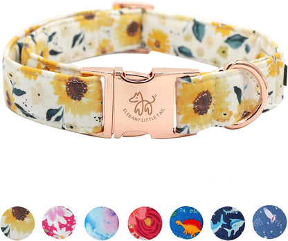 Dog Collar, Sunflower Pattern Pet Collar Durable Cute Dog Collars Summer Fall Female Pet Gift Adjustable Dog Collar for Medium Dogs