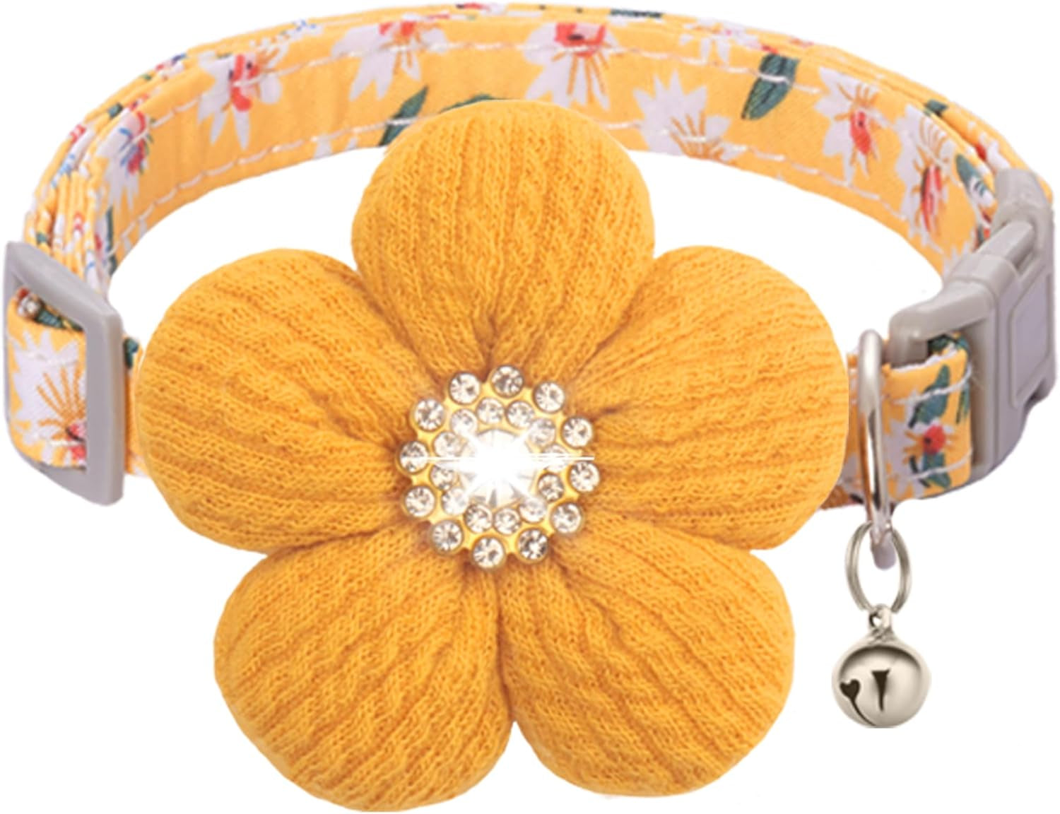 Small Dog Collar with Flower, Puppy Collar for Girl Dog Collars for Small Dogs Cute Dog Collar with Bell, Adjustable Length