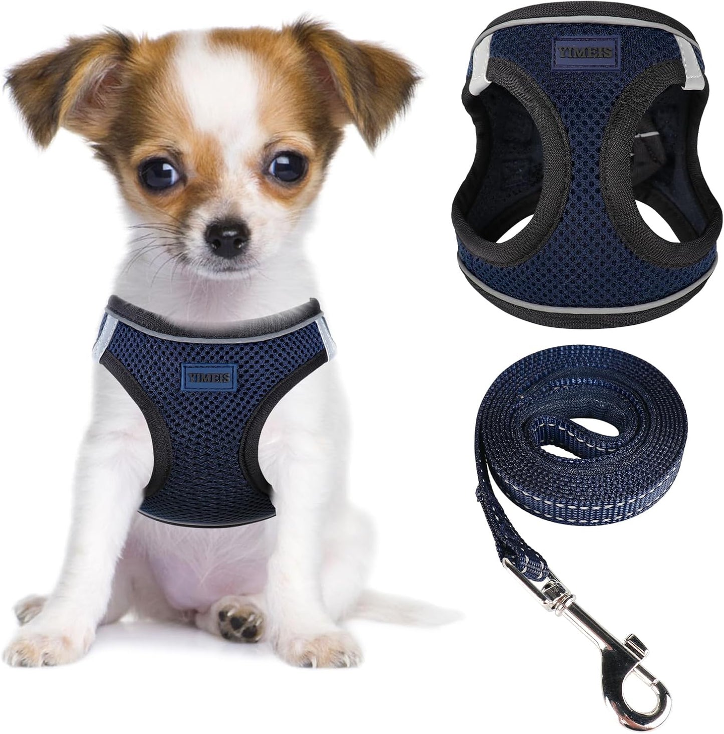 Dog Harness and Leash Set, No Pull Soft Mesh Pet Harness, Reflective Adjustable Puppy Vest for Small Medium Large Dogs, Cats (Pink, X-Small (Pack of 1)