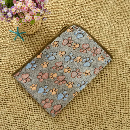 New Winter Soft Flannel Fleece Cat Dog Bed Blanket Bed Mats Paw Foot Print Warm Pet Sleeping Beds Cover Mat for Dogs Cats Pets