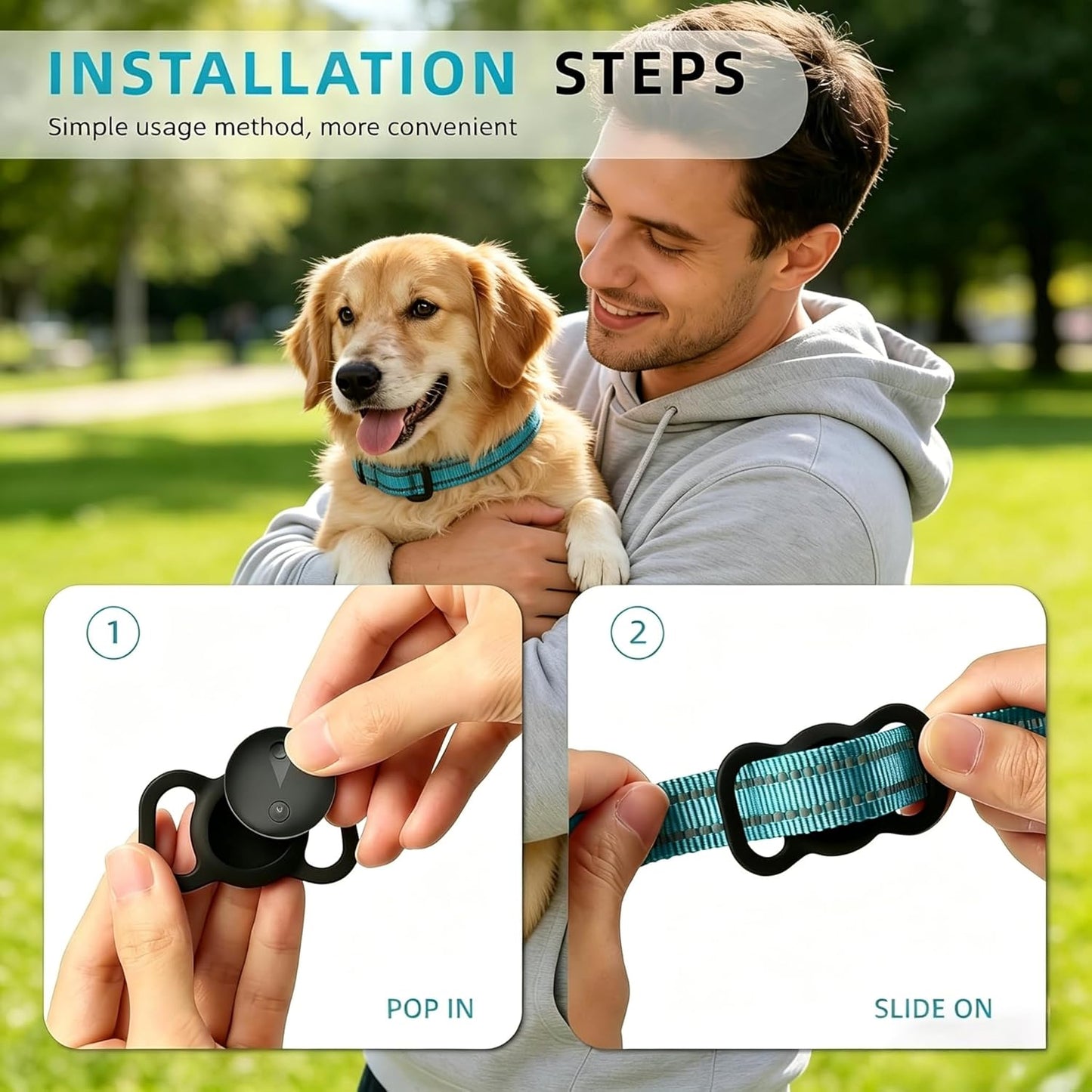 GPS Tracker for Dogs, Smart Collar with Real-Time Location, Pet Location Tracker with Holder, No Monthly Fee & No SIM Card, Works with Ios Find My, Ultra-Slim IP68 Waterproof Dog Tracker