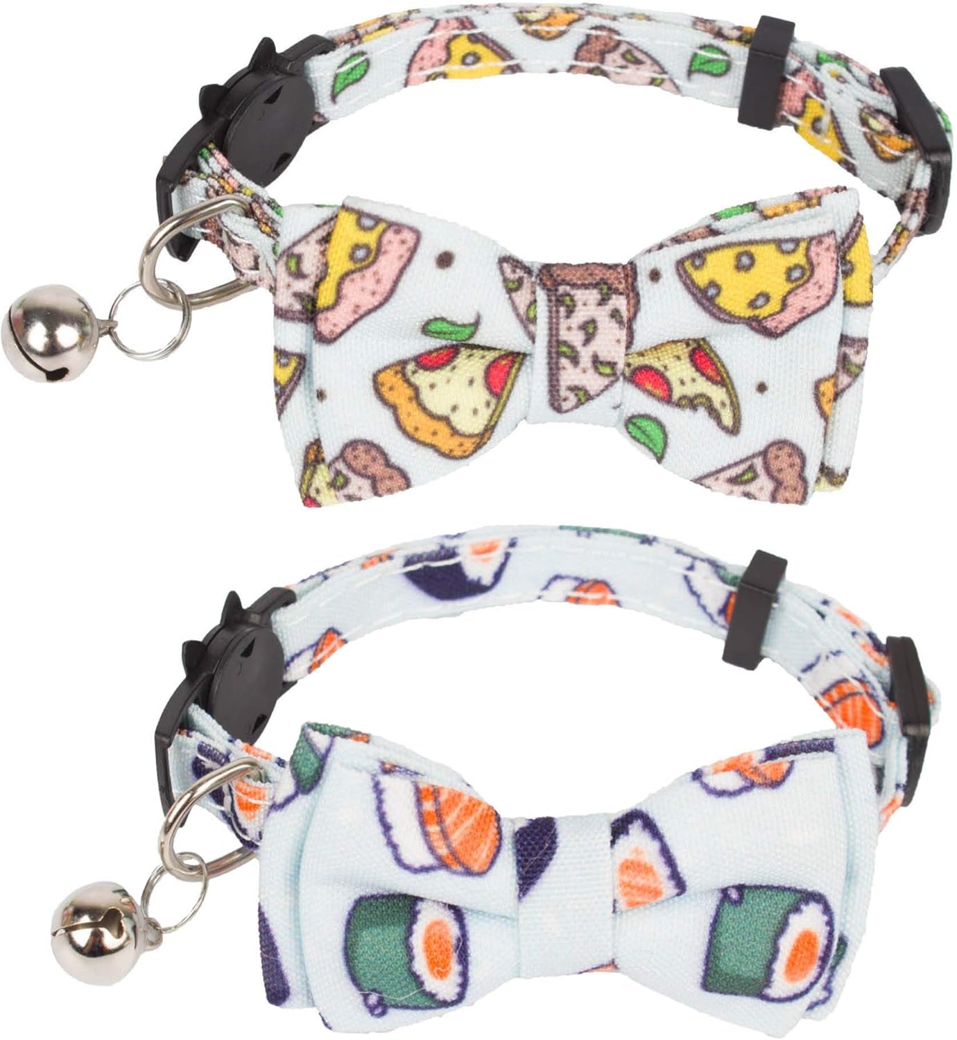 St. Patrick'S Day Cat Collars with Bow Bell, Green Shamrock Pattern Kitten Collar with Removable Bowtie, Pet St Patricks Collars for Cats Kittens (St. Patrick'S Day)