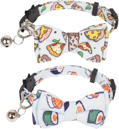 St. Patrick'S Day Cat Collars with Bow Bell, Green Shamrock Pattern Kitten Collar with Removable Bowtie, Pet St Patricks Collars for Cats Kittens (St. Patrick'S Day)