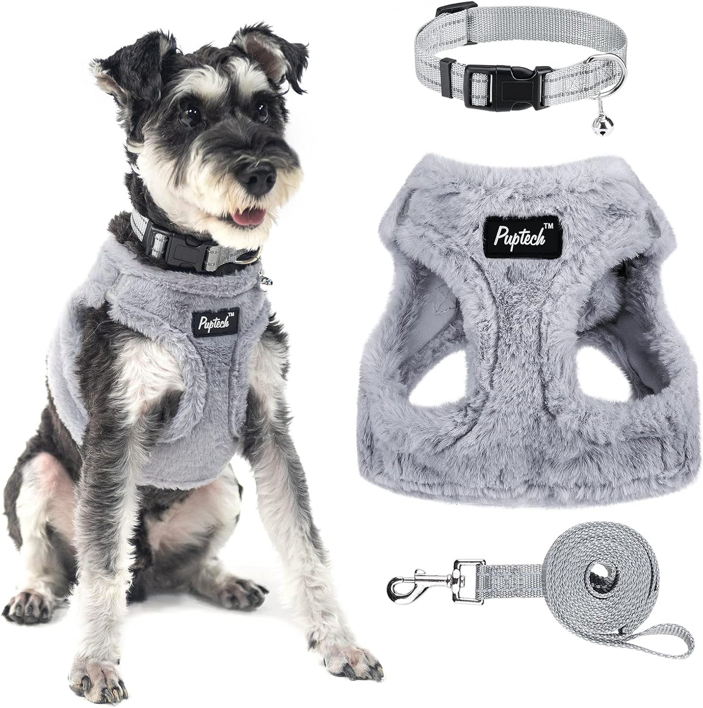 Adjustable Pet Harness Collar &Leash Set Step in for Small Dogs Puppy &Cats Outdoor Training &Running, Soft Mesh Padded Reflective Vest Harness,M: Chest Girth: 16-18In Collar: 11.8-15.7In