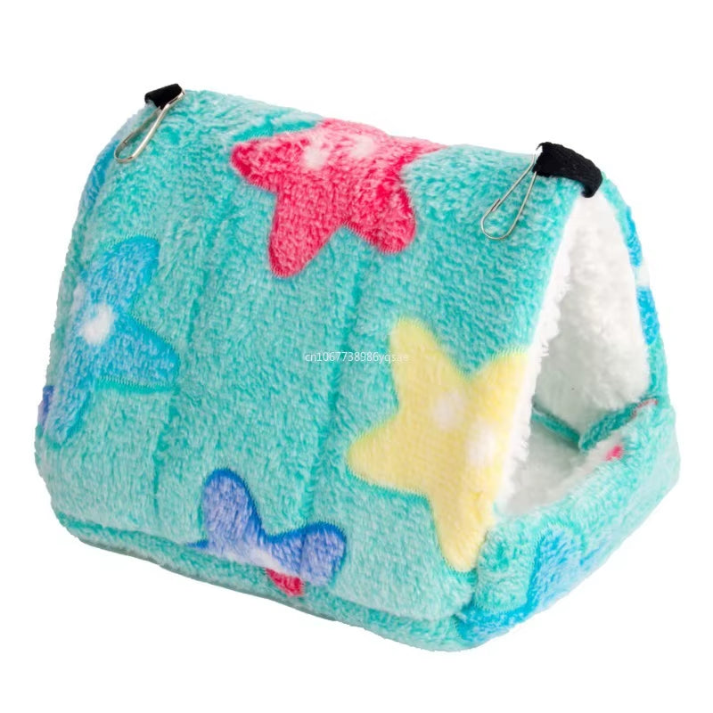 Hamster House Warm Soft Beds and Houses Rodent Cage Printed Hammock for Rats Cotton Guinea Pig Accessories Small Animals 햄스터