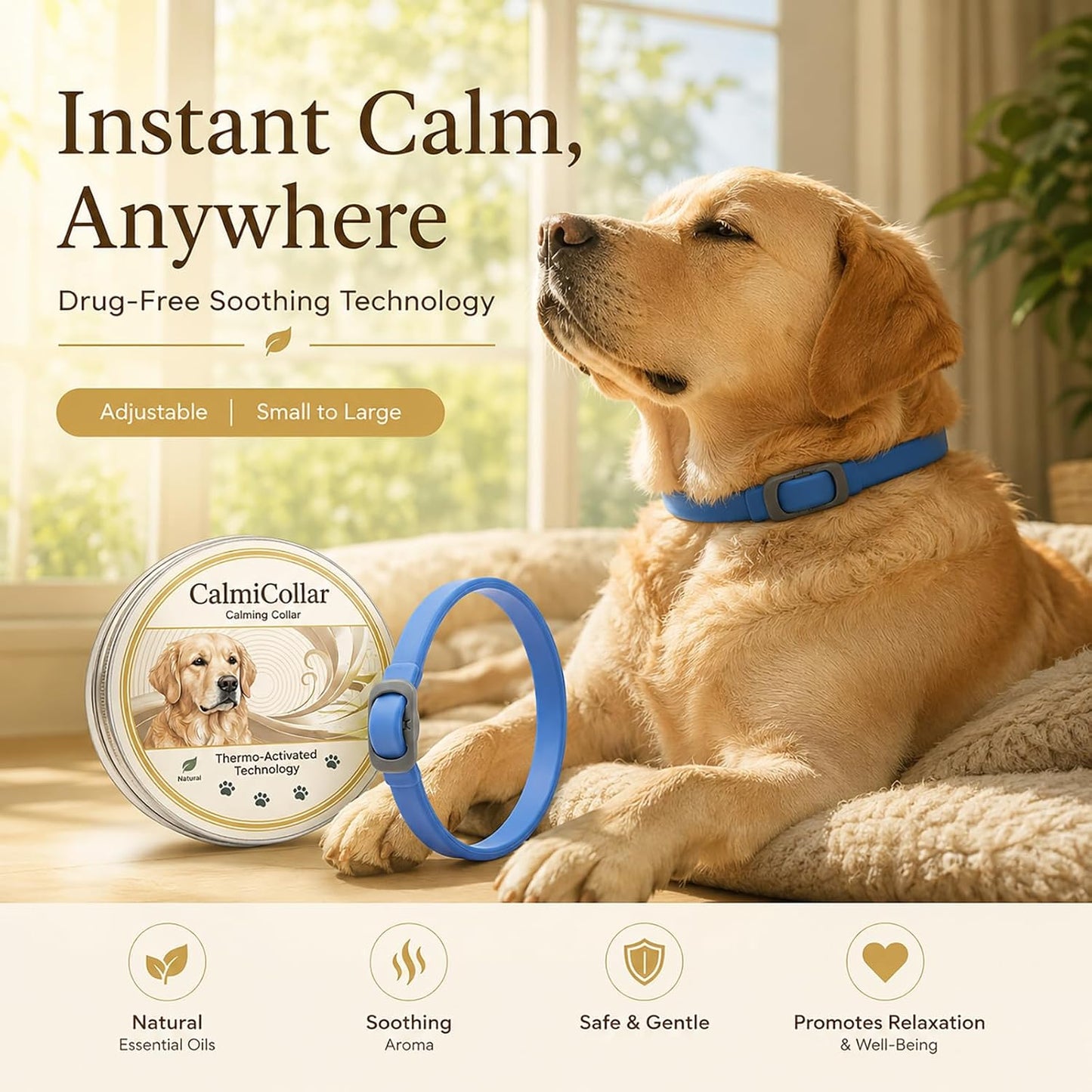 Calming Collars for Dogs - Adjustable Pheromone Therapy for All Sizes to Soothe and Relax Your Pet