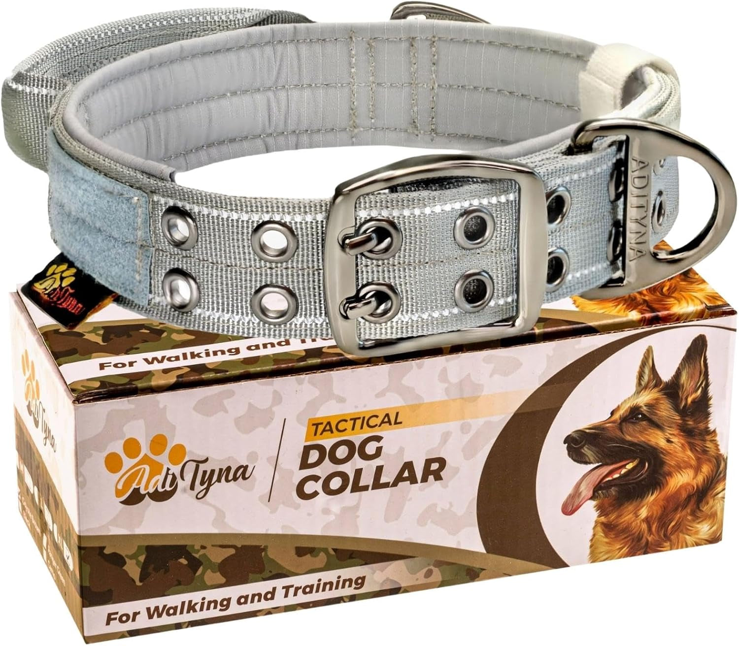 Heavy Duty Dog Collar for Large Dogs - Reflective Collar with Handle for Training, and Walking - Wide, Thick, Tactical, Soft Neoprene Padded