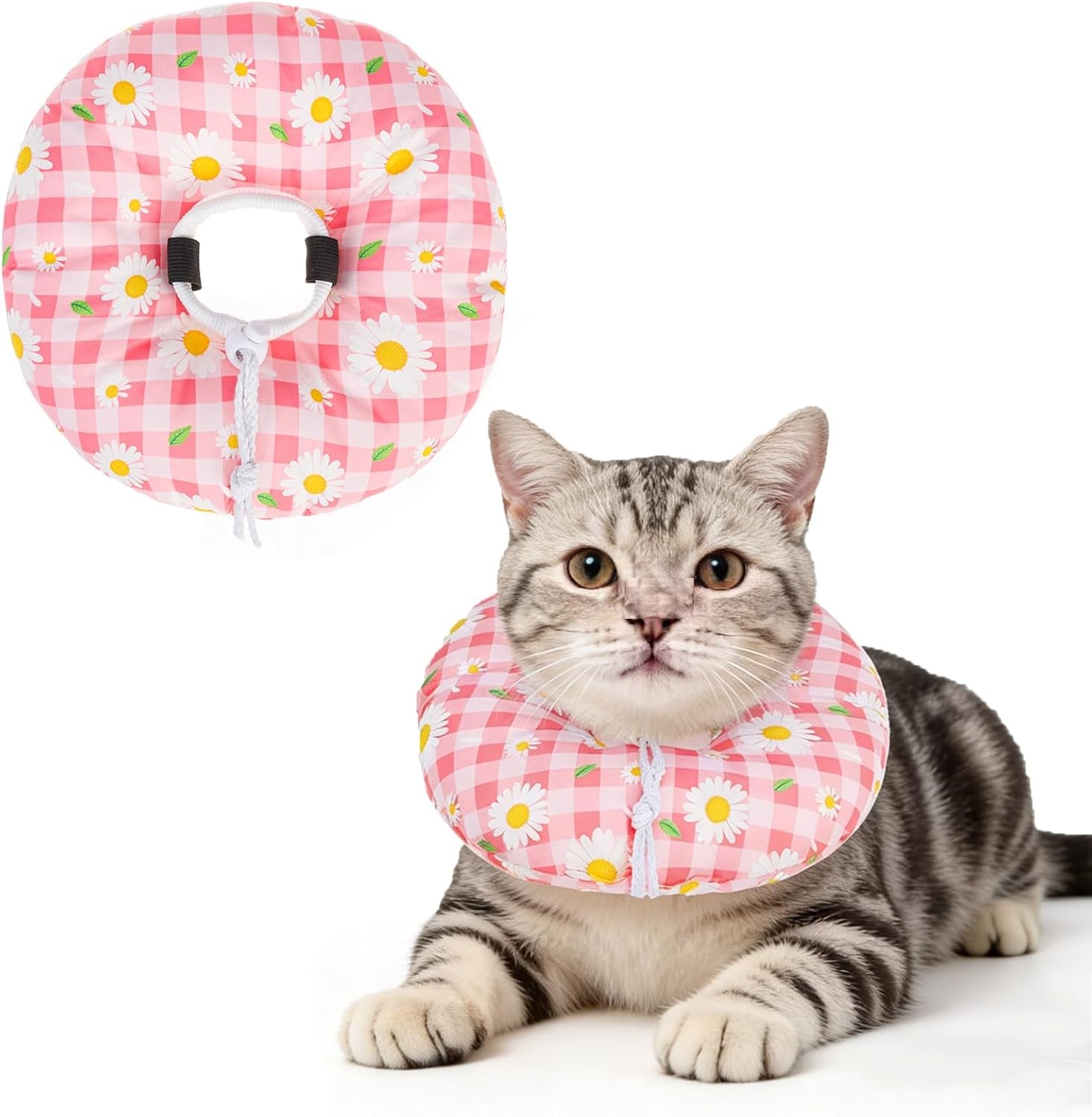 Cat Cone Collars Soft, Cat Recovery E Collars after Surgery to Stop Licking, Adjustable Elizabeth Circle Collar Cute Pet Donut Pillow for Cats Kitten Small Dogs, Cute Shark S