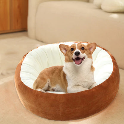 Dog Bed for Small Dogs, round Small Dog Bed,Cat Beds for Indoor Cats, Orthopedic Dog Bed, Washable Dog Bed for Puppy and Pet with Non-Slip Botttom, Comfort&Calming S (16") Brown
