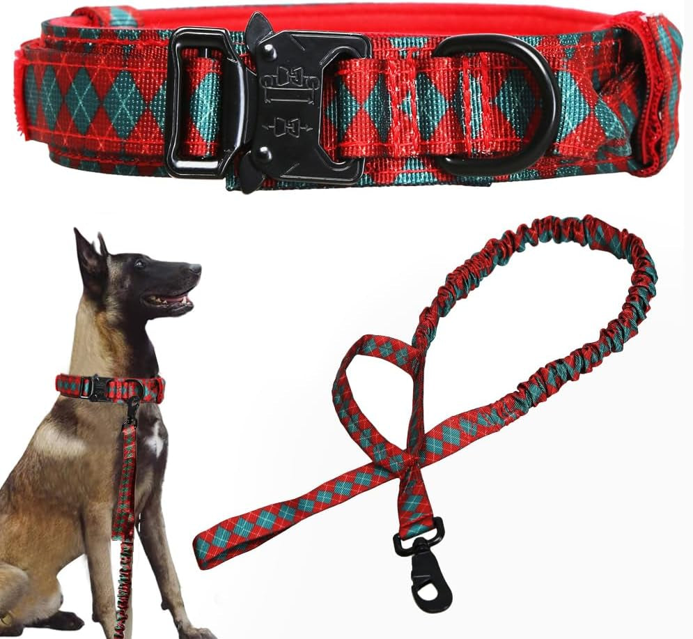 Tactical Dog Collar Adjustable Military Nylon Dog Collar with Control Handle and Heavy Duty Metal Buckle for Medium and Large Dogs (Brown,M)