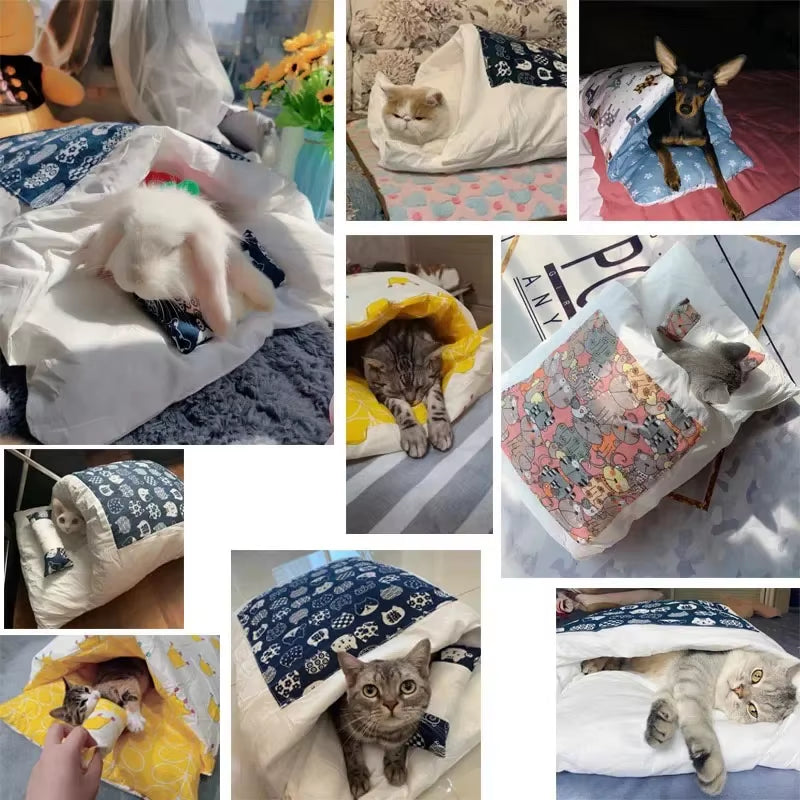 Kawaii Removable Cats Bed House Home Supplies Products for Adult Cats Large Pet Dog Bed Cat'S House Cave Comfortable Food Cute