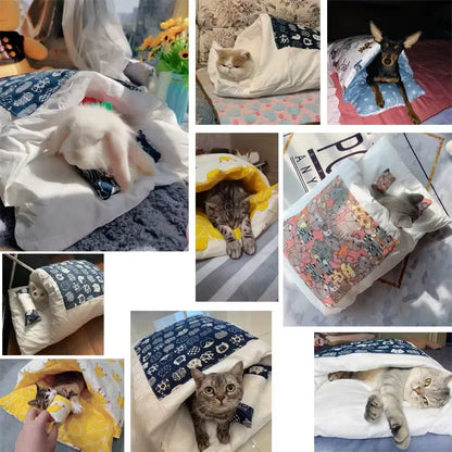 Kawaii Removable Cats Bed House Home Supplies Products for Adult Cats Large Pet Dog Bed Cat'S House Cave Comfortable Food Cute