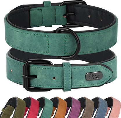 Soft Padded PU Leather Dog Collar, Breathable and Adjustable Dog Collars for Medium Dogs, Comfortable for Daily Walk, Purple, L Fit Neck 14-18"(22-44 Lbs)