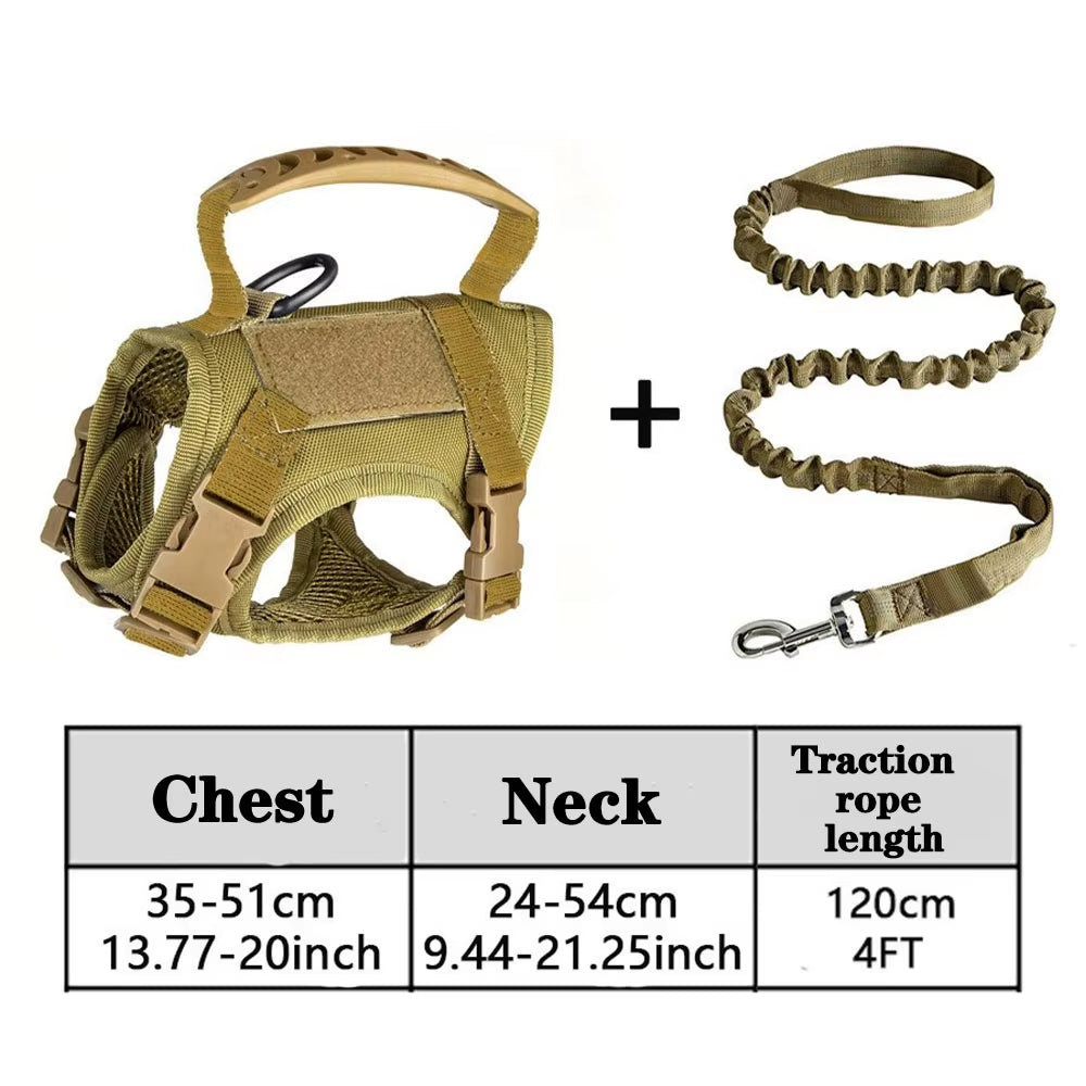 Tactical Cat Dog Harness Leash for Working Adjustable Pet Vest Harness Soft Mesh Training Puppy Straps with Handle for Large Cat