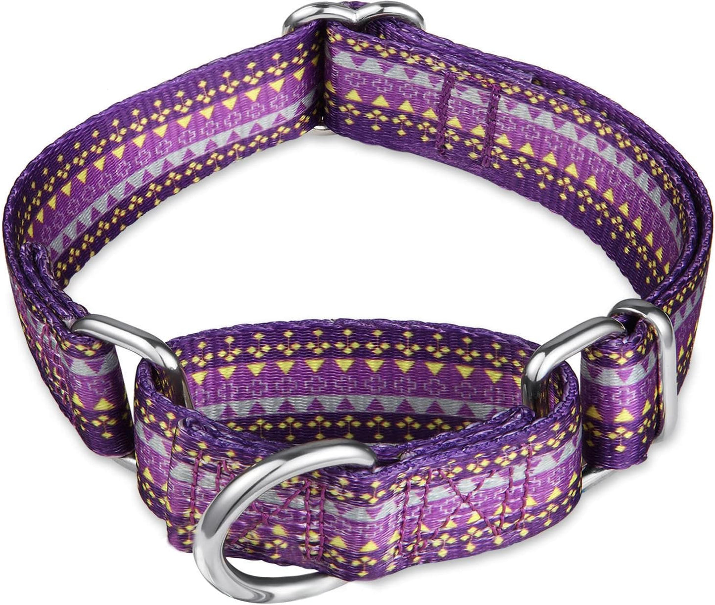 Martingale Dog Collar No Pull Pet Collar Heavy Duty Dog Martingale Collars Silky with Unique Geometric Pattern for Medium and Large Dogs (Large, Turquoise)