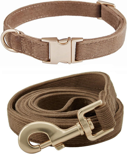 Soft Hemp Dog Collar and Leash Set Adjustable Woven Tweed Dog Collars with Metal Buckle and Lead for Small Medium Large Dogs,Royal Blue