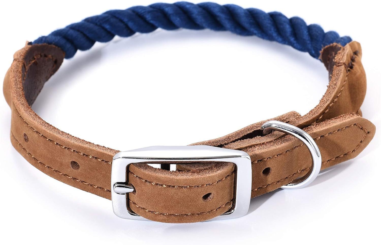 | Genuine Leather Dog Collar | Heavy Duty Canvas Dog Collars with Adjustable Rust-Proof Metal Pin Buckle | Boy Dog Collars for Medium Dogs(Pin Buckle-Turquoise Green)