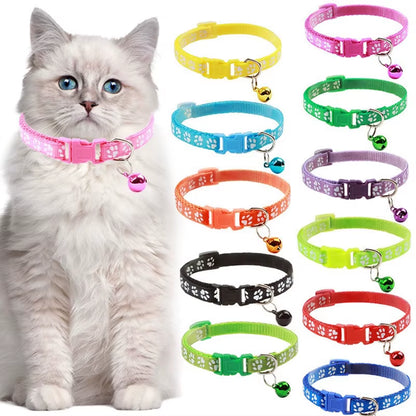 Hot Pet Cat Bell Collar Dog Print Cat Collar Multi-Color Optional Necklace Ring Cat Rope Collar Pet Supplies