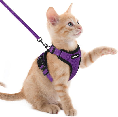 Cat Harness and Leash for Walking, Escape Proof Soft Adjustable Vest Harnesses for Cats, Easy Control Breathable Reflective Strips Jacket, Black, XS