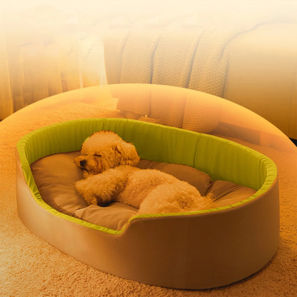 Pet Summer Chair Bed, Household Dog Bed, Cool Pet Bed Nests with Cotton Mat, Washable and Comforts Dog Bed, Calming Pet Mat with Non-Slip Bottom, Large Oval Shape Soft Pet Kennel