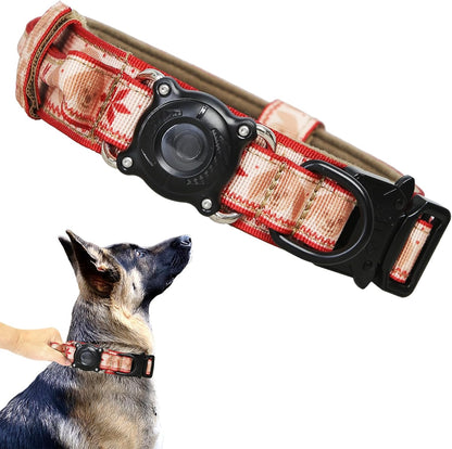 Tactical Dog Collar Adjustable Military Nylon Dog Collar with Control Handle and Heavy Duty Metal Buckle for Medium and Large Dogs (Brown,M)
