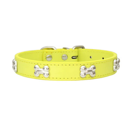 New Bone Leather Durable Pet Dog Collars Puppy Pug Collars for Small Large Dog Puppy Neck Collar GXQ13