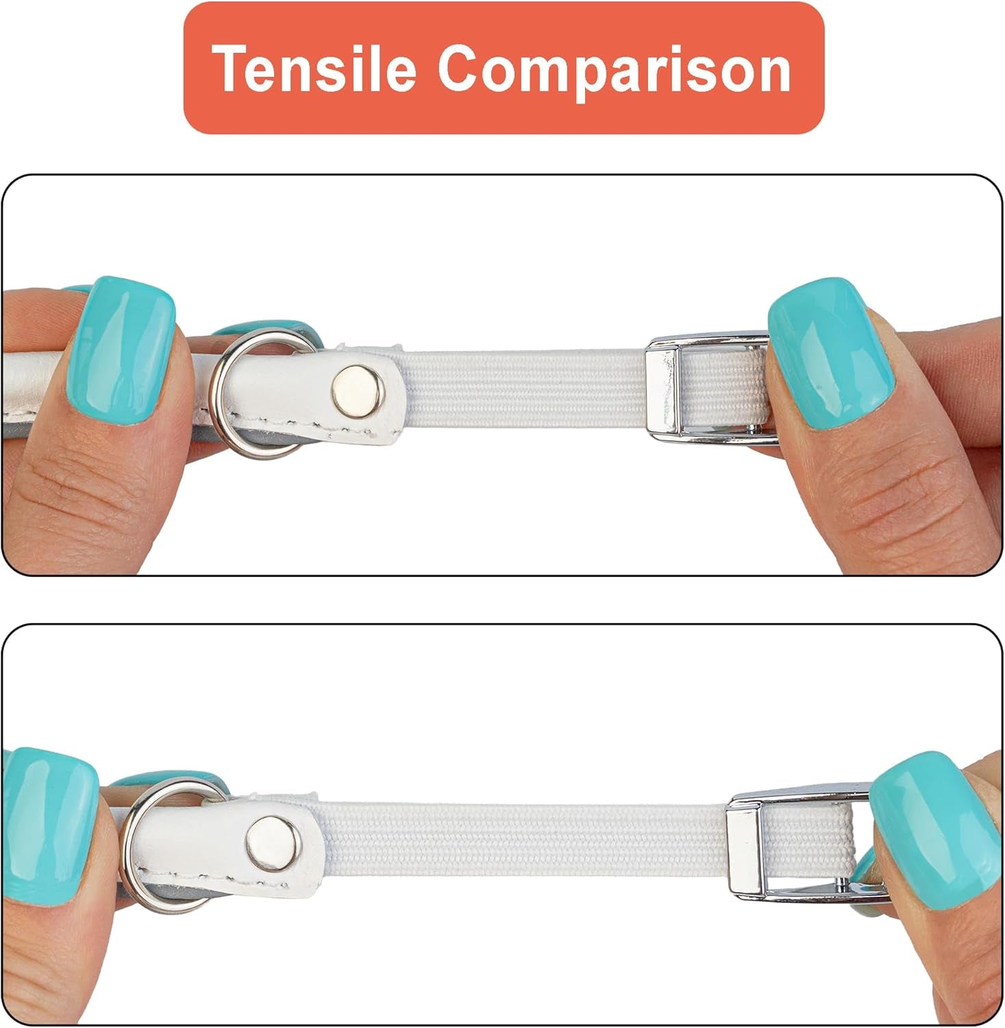 Rolled Leather Cat Collar with Bell, Reflective Kitten Collars with Buckle Include Safety Elastic Strap - Adjustable Small Pet Collars for Boy Girl Cats (White)