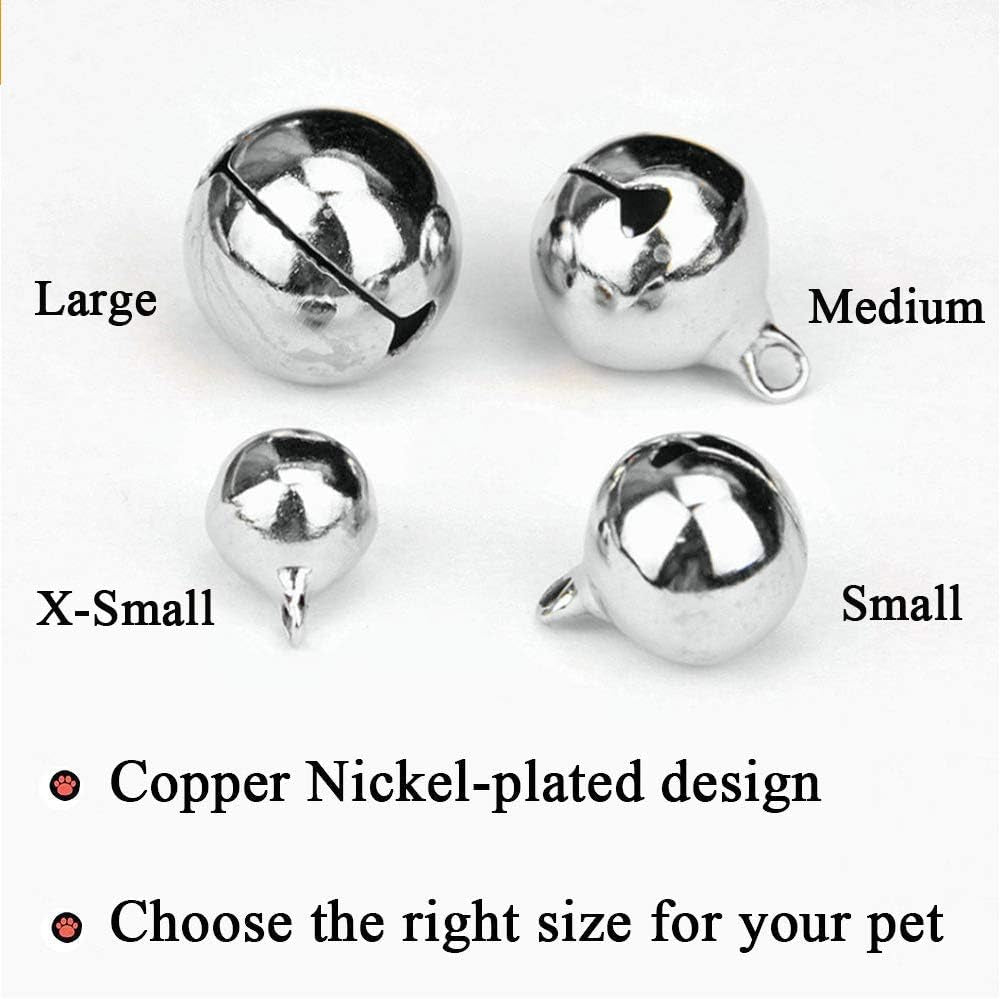 4 Sets Cat Bell for Dog Collar Charm Trainingpet Pendant Accessories with 2 Pack Stainless Steel Dog Tag Clips(2 Medium Silver)