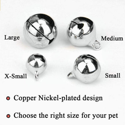 4 Sets Cat Bell for Dog Collar Charm Trainingpet Pendant Accessories with 2 Pack Stainless Steel Dog Tag Clips(2 Medium Silver)
