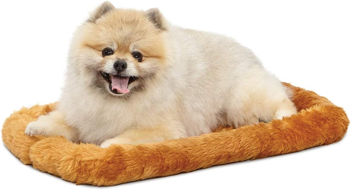 Cozy Gray Faux Fur Bolster Dog Bed - Ultra-Soft, Machine Washable, Perfect for XXS Dogs and Cats in 18-Inch Crates and Carriers