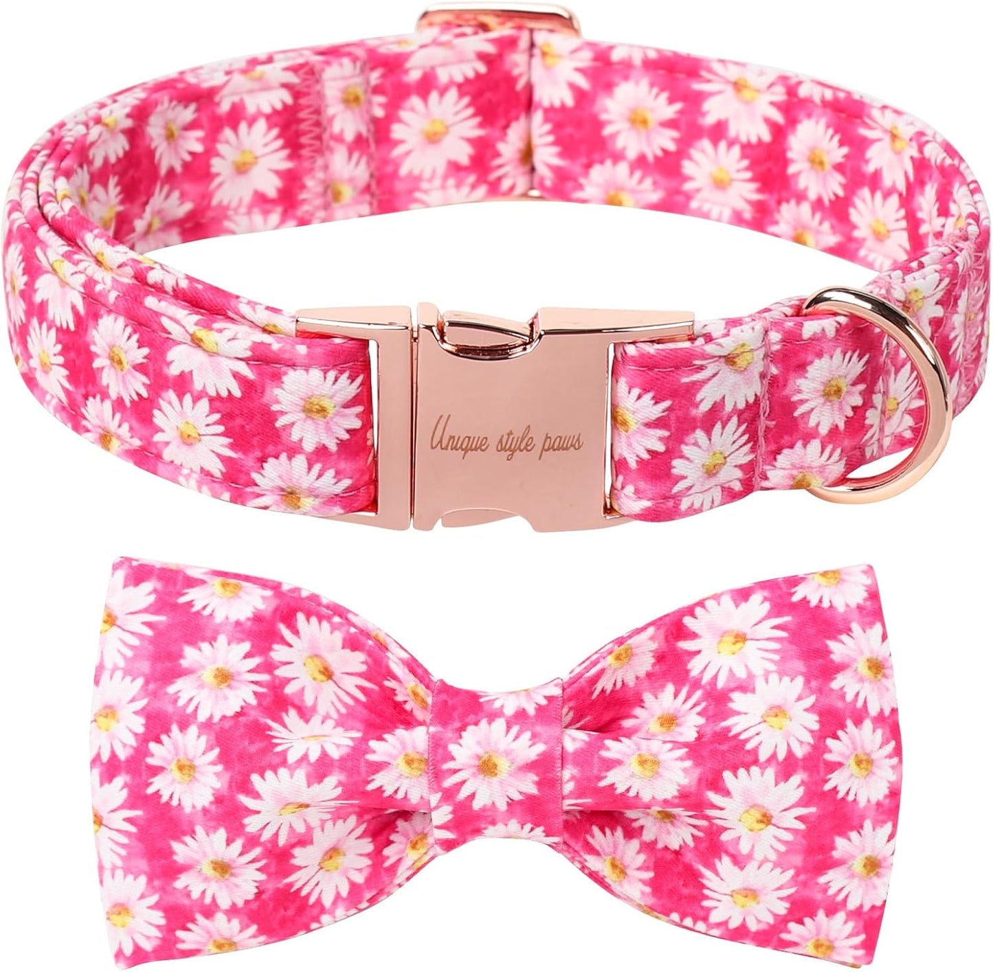 Plaid Dog Collar with Bow Pet Gift Adjustable Soft and Comfy Bowtie Collars for Small Medium Large Dogs