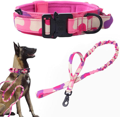 Tactical Dog Collar Adjustable Military Nylon Dog Collar with Control Handle and Heavy Duty Metal Buckle for Medium and Large Dogs (Brown,M)