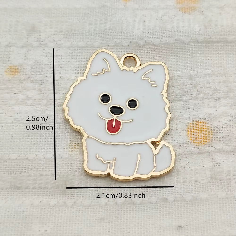 10Pcs Dog Charm Jewelry Accessories Diy Making Craft Enamel Necklace Earring Pendant Keychain Charms Alloy Metal Gold Plated