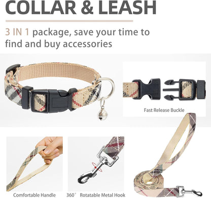 Adjustable Pet Harness Collar &Leash Set Step in for Small Dogs Puppy &Cats Outdoor Training &Running, Soft Mesh Padded Reflective Vest Harness,M: Chest Girth: 16-18In Collar: 11.8-15.7In