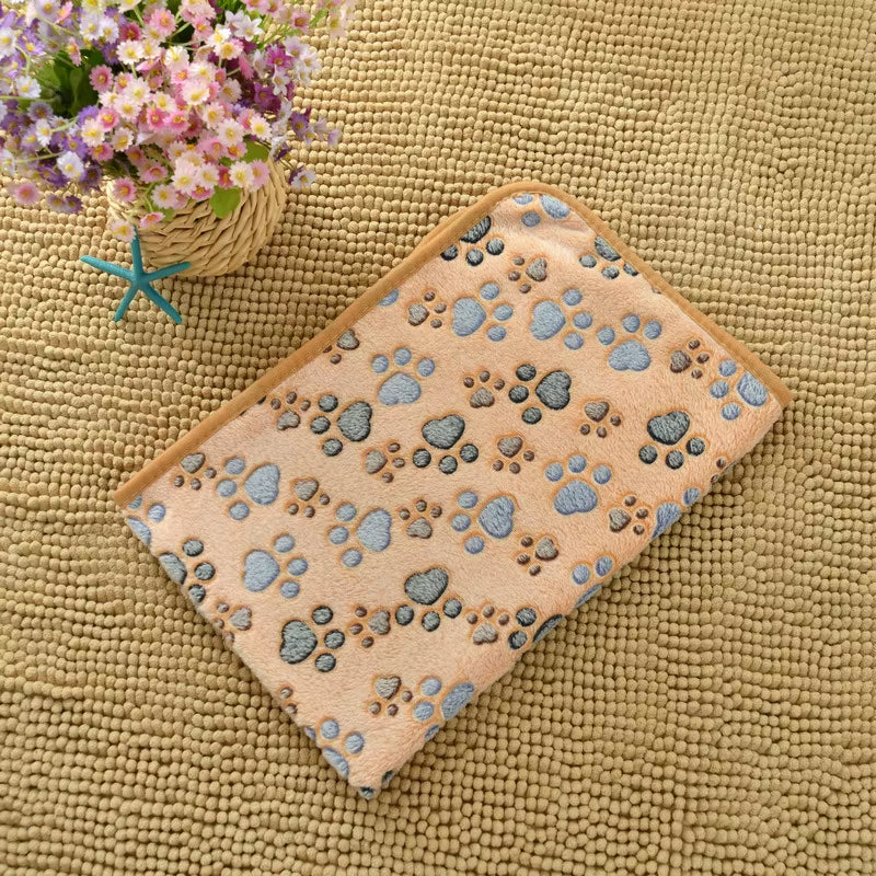 New Winter Soft Flannel Fleece Cat Dog Bed Blanket Bed Mats Paw Foot Print Warm Pet Sleeping Beds Cover Mat for Dogs Cats Pets