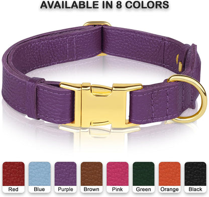 Leather Airtag Dog Collar - Soft Tracking Dog Collar with Apple Airtag Holder and Metal Buckle - Safety GPS Pet Collars for Small Medium Large Dogs Puppy Pink Red (Purple, XS, 9"-12" Neck Fit)