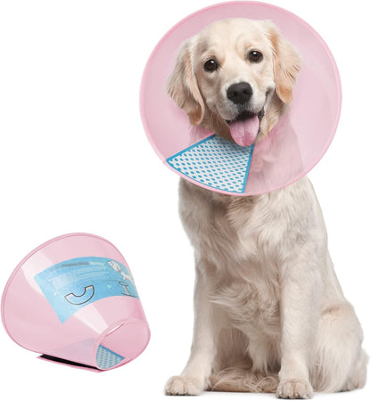 Dog Cone Collar Adjustable after Surgery, Comfortable Pet Recovery Collar & Cone for Large Medium Small Dogs, Elizabethan Dog Neck Collar Plastic Practical （L）