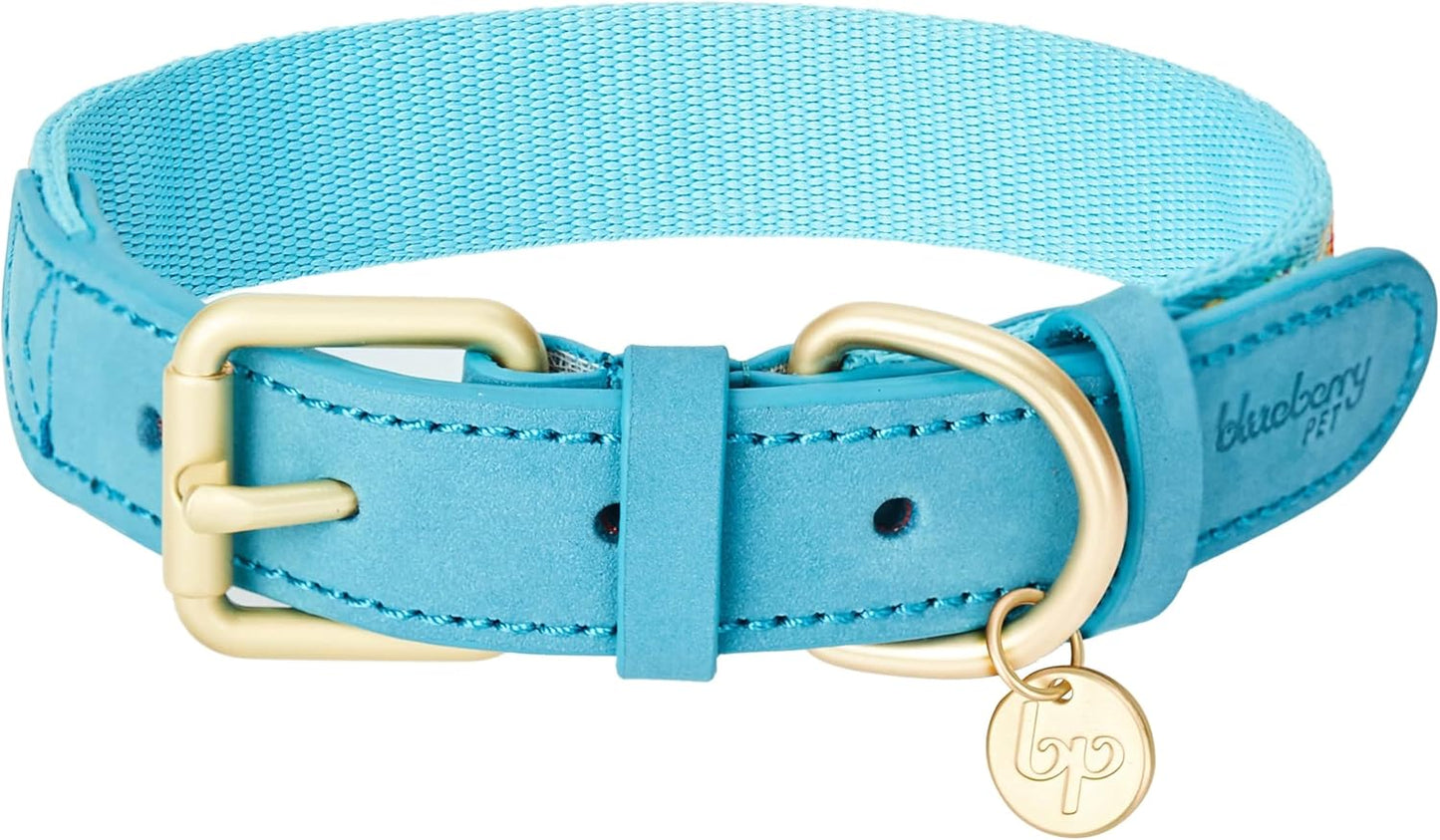 Soft & Comfy Leather Dog Collar - Adjustable Dog Collars for Small Dogs, Genuine Leather Collar for Dogs, Classic Striped Leather Dog Collars, Small, Neck 12"-15"