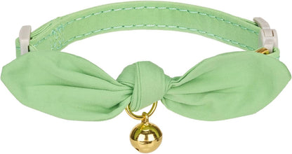 Cotton Breakaway Cat Collar with Bow Tie and Bell, Adjustable Cute Soft Corduroy Kitten Collars for Girl Cats