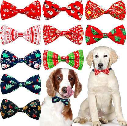 10 Pack Plaid Small Dog Bow Ties Sliding Collar Attachments Puppy Cats Classic Bowties for Medium Dogs Rainbow Bowknots Christmas Party Holiday Pet Grooming Accessories(Small)