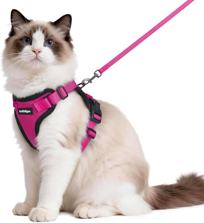 Cat Harness and Leash for Walking, Escape Proof Soft Adjustable Vest Harnesses for Cats, Easy Control Breathable Reflective Strips Jacket, Black, XS