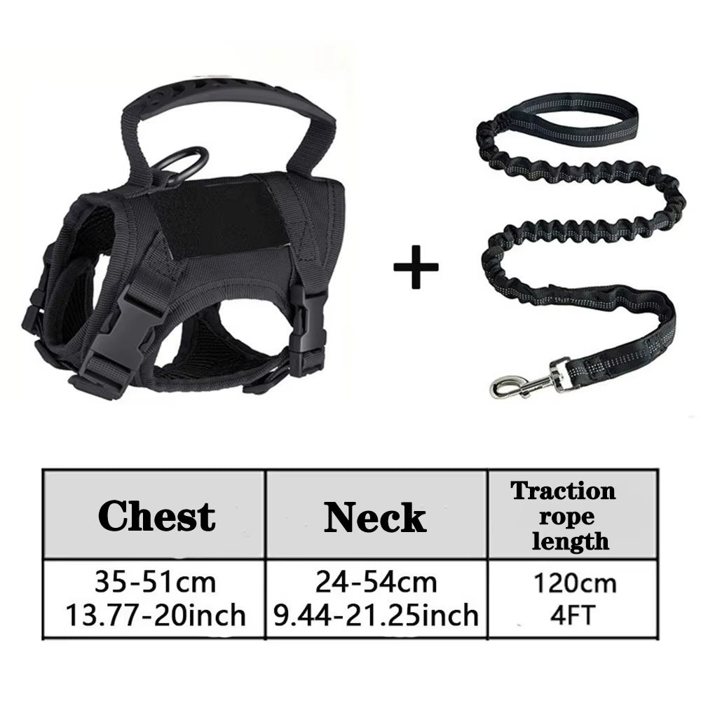 Tactical Cat Dog Harness Leash for Working Adjustable Pet Vest Harness Soft Mesh Training Puppy Straps with Handle for Large Cat