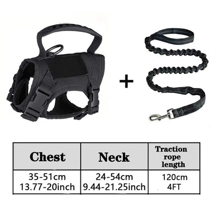 Tactical Cat Dog Harness Leash for Working Adjustable Pet Vest Harness Soft Mesh Training Puppy Straps with Handle for Large Cat