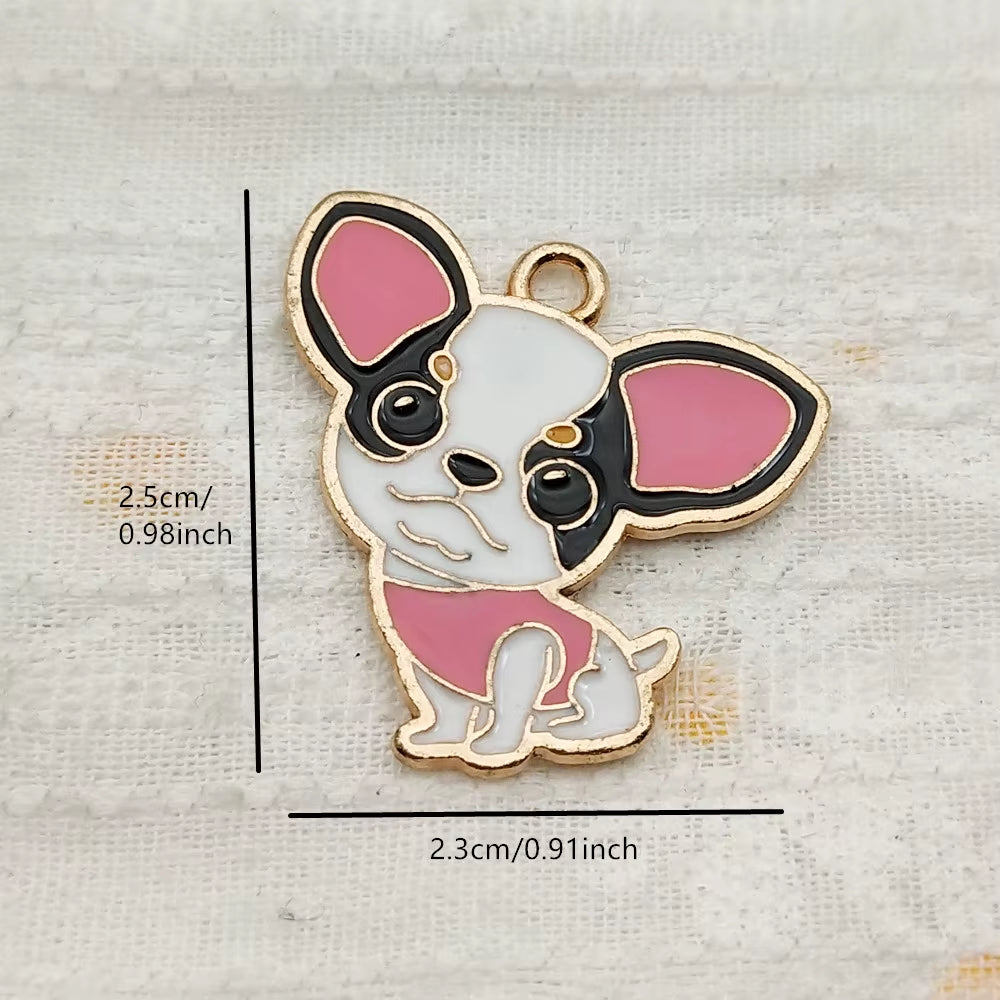 10Pcs Dog Charm Jewelry Accessories Diy Making Craft Enamel Necklace Earring Pendant Keychain Charms Alloy Metal Gold Plated