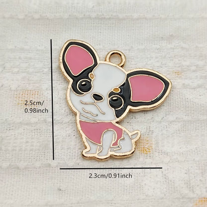 10Pcs Dog Charm Jewelry Accessories Diy Making Craft Enamel Necklace Earring Pendant Keychain Charms Alloy Metal Gold Plated