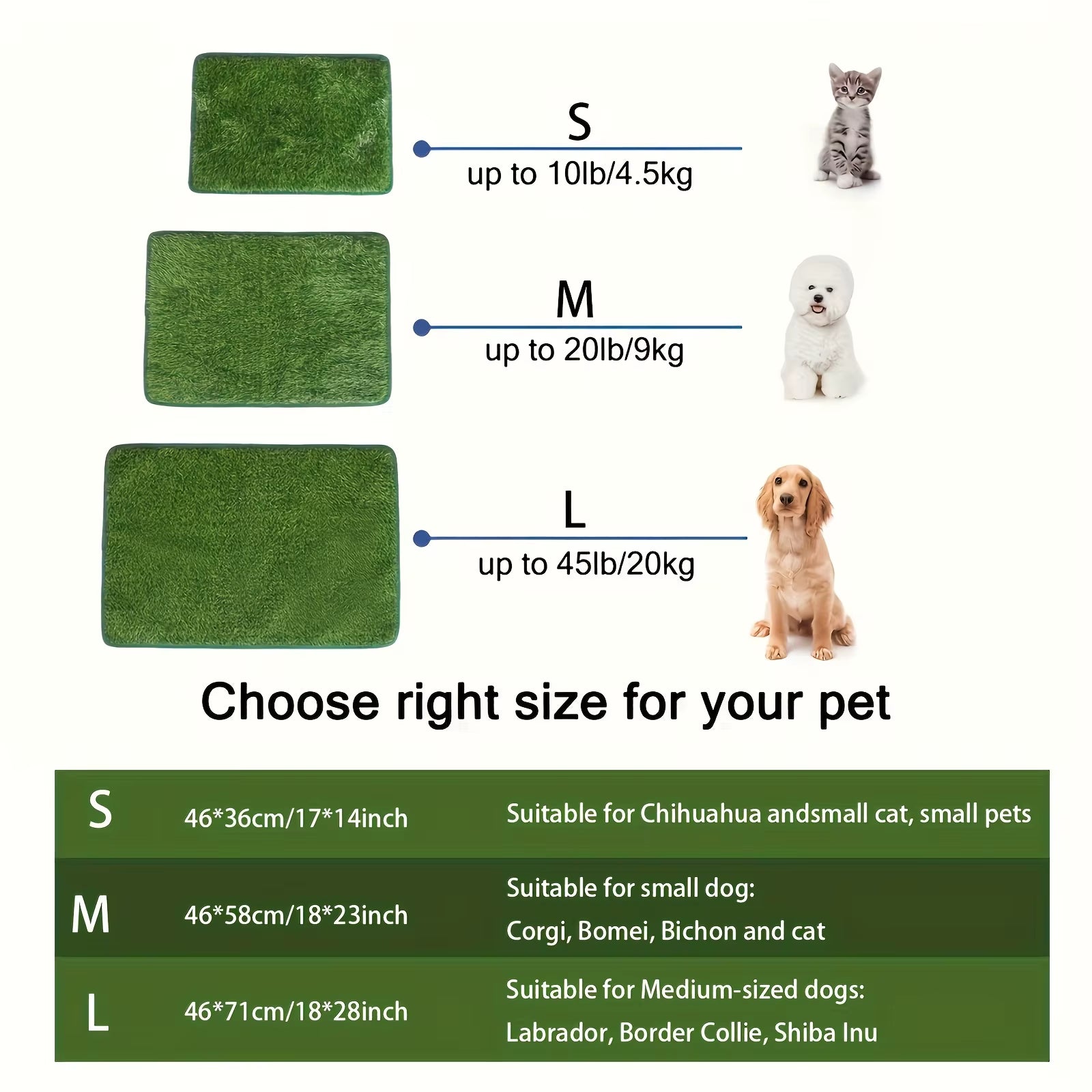 Simulation Lawn Dog Toilet Training Mat Washable Pet Urine Mat Dog Toilet Replacement Pad Eco-Friendly Non-Slip Pet Accessory